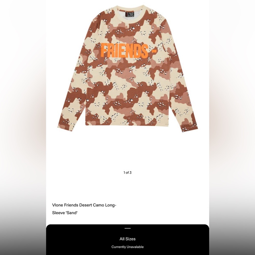 VLONE FRIENDS DESERT CAMO LONG SLEEVE ‘SAND’
